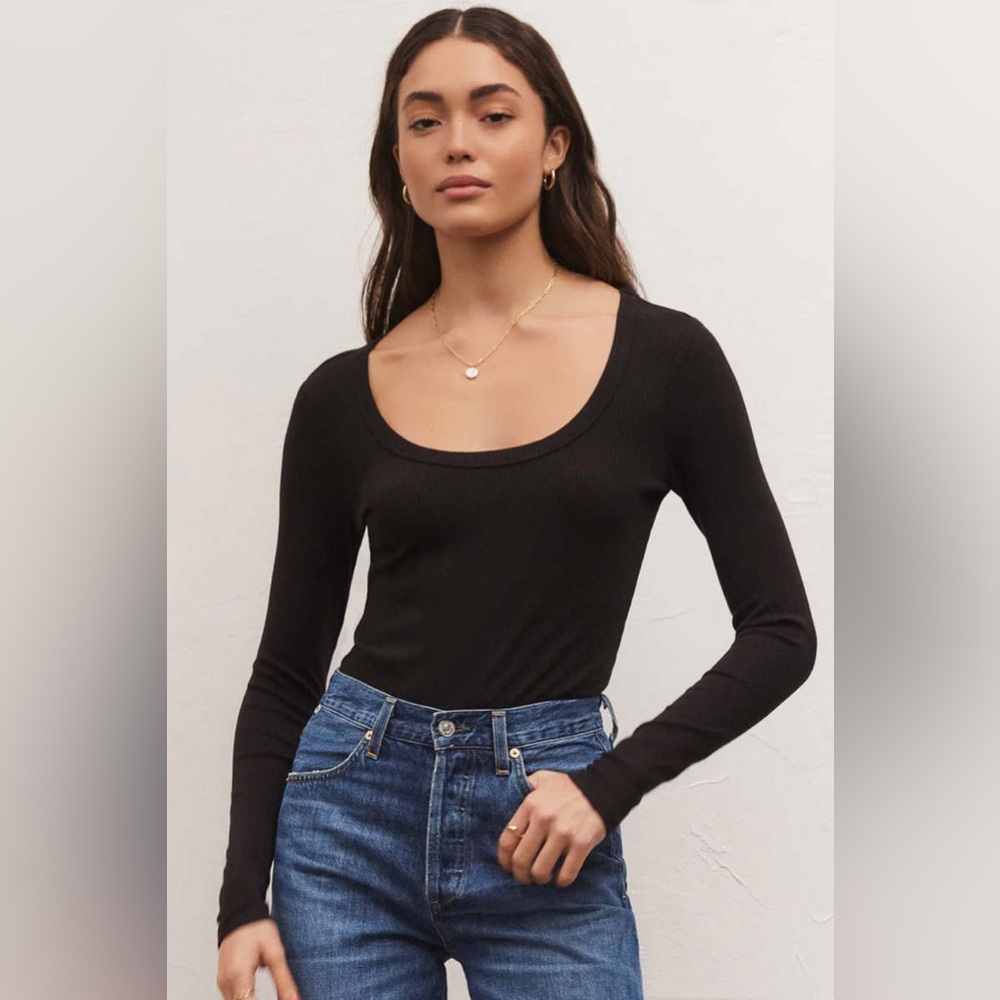 Z Supply NWT S {$69} Black Long Sleeve Women's Bodysuit